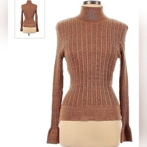Worthington Size M-L Silk copper gold metallic knit Sweater